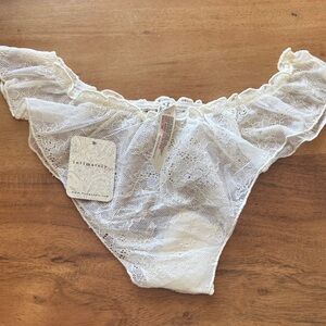 Free People Cream Lace Panties